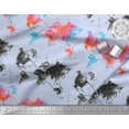 thumbnail image 3 of Soimoi Blue Rayon Fabric Text & Map Watercolor Printed Craft Fabric by the Yard 42 Inch Wide, 3 of 3