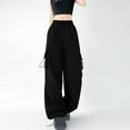 thumbnail image 2 of Kmdttou Cargo Plus Size Pants Women Baggy wide leg Mid-waist Pocket Overalls Casual Pants In Spring And Summer, 2 of 3