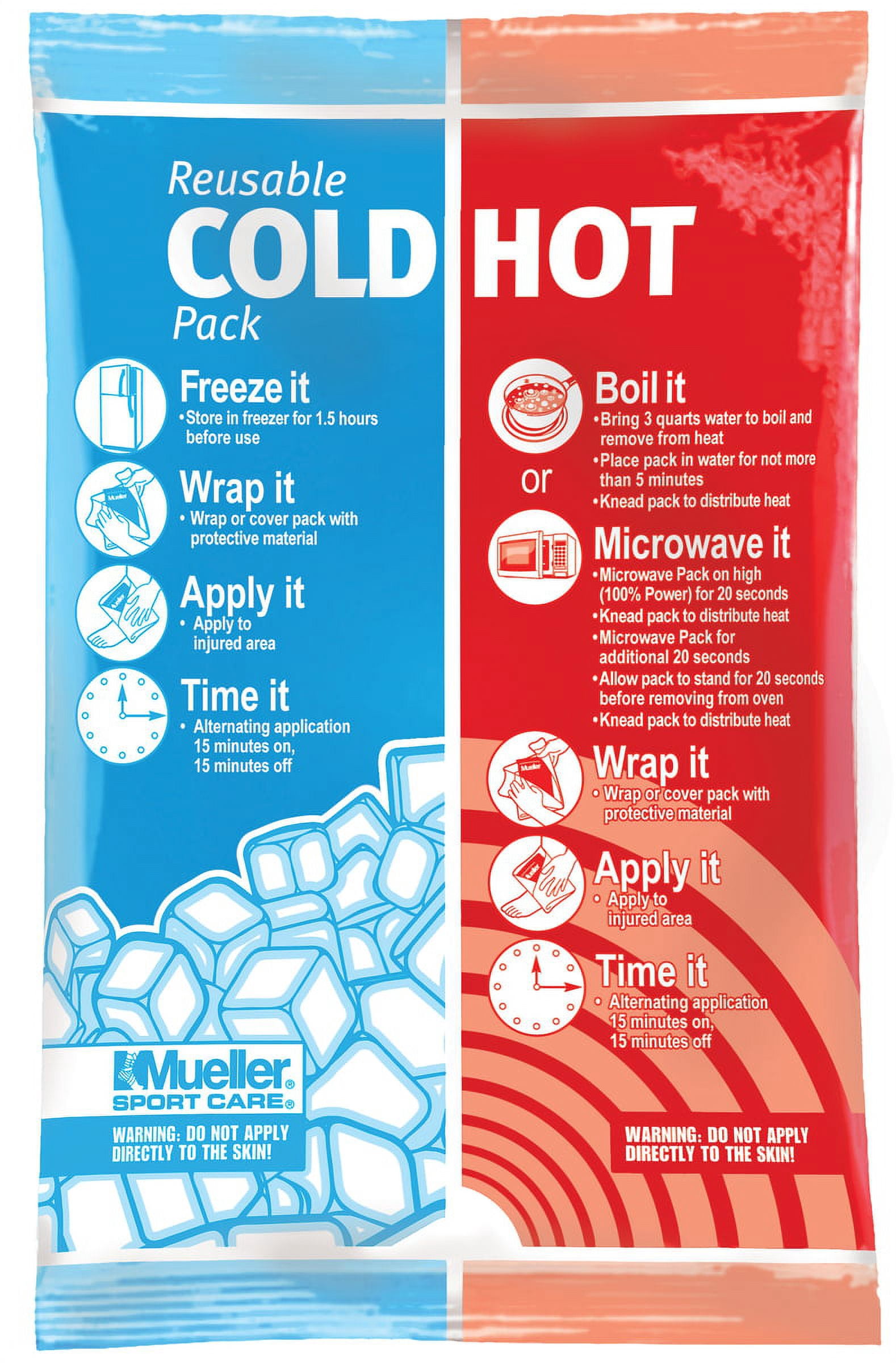 Mueller Elastic Cold/Hot Wrap, Black, Includes 6" x 9" Reusable Cold/Hot Pack