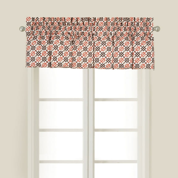 Brown Retro Mid Century Modern Geometric Orange Premium Window Valance