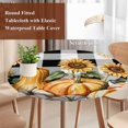 thumbnail image 4 of Orange Pumpkin Fall Round Tablecloth, Fitted Table Cover with Elastic for 45"-54" Round Tables, Thanksgiving Sunflower Black Checked Table Cloth Outdoor Indoor Dinning Party Waterproof Tablecloths, 4 of 7