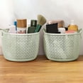 thumbnail image 5 of Plastic Storage Basket, Indoor Storage Organizer, Imitation Rattan Desktop Storage Basket with Double- Openings, Durable Lightweight Plastic, Green Blue Pink Colors, 5 of 8