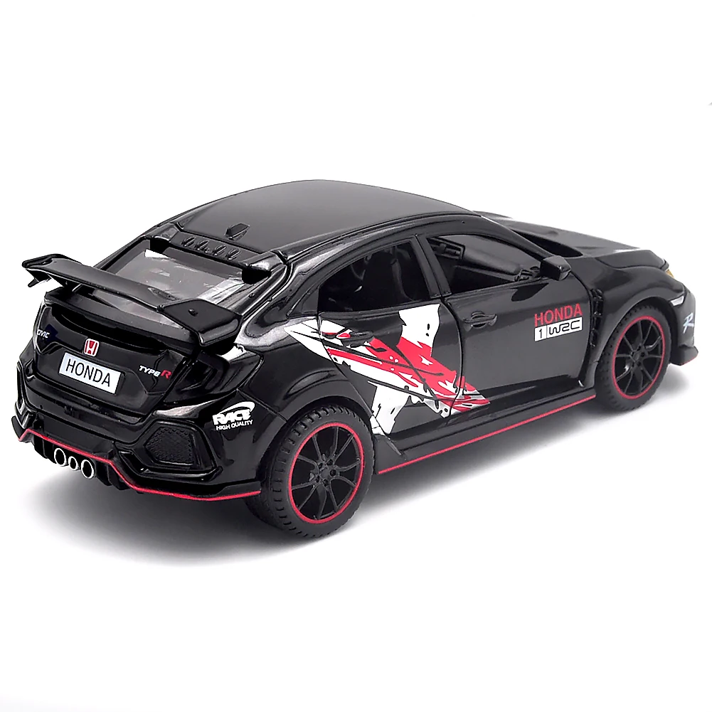 The 1:32 scale is suitable for Honda Civic alloy die-cast car models, equipped with openable doors, lights, sound and spring-back function. Boys' toy cars, children's birthday gift toy cars.