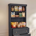 thumbnail image 4 of 71" Tall Farmhouse Kitchen Pantry, Large Storage Cabinet with Drawers, Freestanding Coffee Bar Hutch with Microwave Stand, Adjustable Shelves for Kitchen, Living Room, Black 4 Pcs, 4 of 8