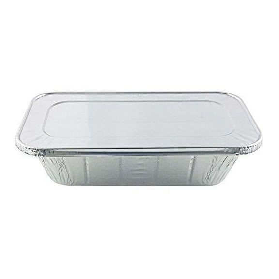 Handi-Foil of America Hfa 1/3 Third-Size Deep Aluminum Foil Steam / 5 lb Loaf Pan w/Foil Lids (Pack of 10)