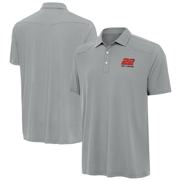 Men's Antigua Gray Joey Logano Western Polo