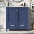 thumbnail image 5 of Harper & Bright Designs 30" Bathroom Vanity with Sink Combo, Bathroom Cabinet with Ceramic Top, Multifunctional Storage Doors and Drawer, Blue, 5 of 14