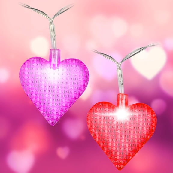 Red & Pink Heart 10 ft String Lights-Set of 2 w 40 Total LED Fairy Lights-Easy to Hang w Waterproof Battery Pack-9 Different Modes- Indoor/Outdoor Decor for Bedroom, Wedding & More!