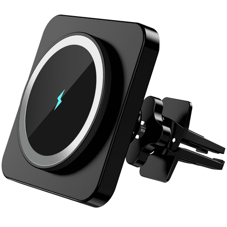 Magnetic Wireless Car Charger, Compatible with MagSafe Car Charger, Compatible with Mag-Safe Car Mount Charger, Air Vent Phone Holder Mount for iPhone 15/14/13/12, Fast Charging, Black