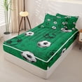 thumbnail image 2 of Castle Fairy Sport Soccer Zipper Twin Comforter Sets with Fitted Sheet and 2 Pillowcases, Vintage Ball Game Zipper Bedding Set, Green Black,4-Piece,Black Reversible, 2 of 6
