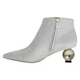 thumbnail image 2 of XYD Women Classic Crystal Low Heel Ankle Boots Pointed Closed Toe Side Zipper Short Booties Party Fashion Shoes Size 11 Silver Glitter, 2 of 4