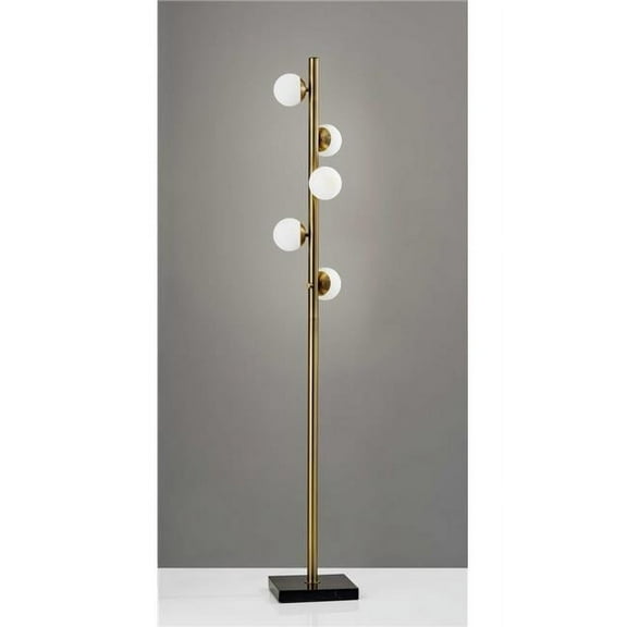 Swirled Sphere Brass Metal LED Floor Lamp