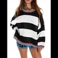 thumbnail image 1 of Suéteres Vintage para Mujer, Cuello Redondo, Larga, Estilo Preppy, de Punto, de Gran Tamaño M, 1 of 6