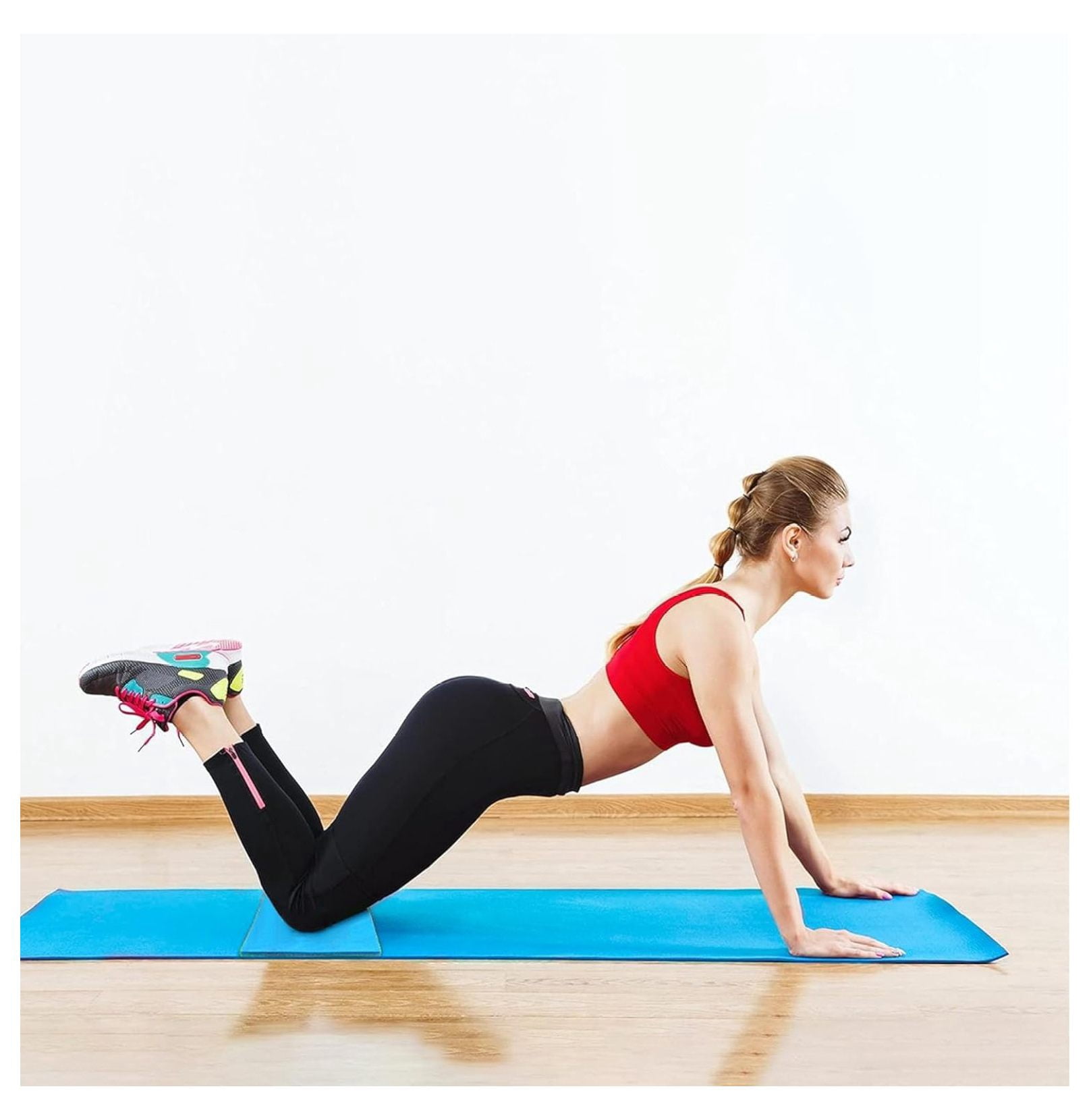 Yoga Mat with Knee Pad & Blocks - 71x24 Inch Extra Thick Non-Slip Mat for Home Gym & Studio - 1 Inch Foam, Anti-Tear, Includes Strap & Cushion