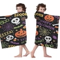 thumbnail image 4 of Halloween Spooky Words and Icons Pattern Hooded Bath Towel，50"x30" for Ages 3 To 12 Kids, Quick Dry Lightweight Soft Microfiber Hood Beach Towel Cover Up for Kids, 4 of 7