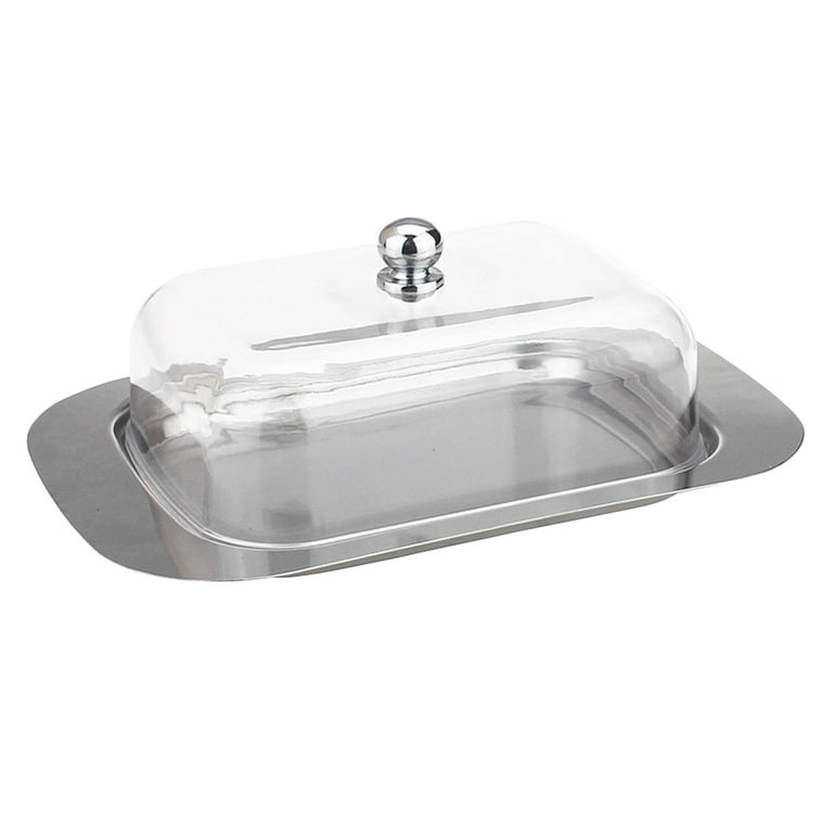 Stainless Dish Premium Butter Dish with Lid and Easy Grip Handle Easy to Use and afe Safe X 12.2 X 6.8cm transparent lid