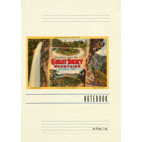 Vintage Lined Notebook Greetings from Great Smoky Mountains, (Paperback)