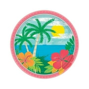 Amscan Luau Summer Vibes Paper Plates, 9", Multicolor, Pack Of 60 Plates