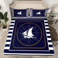 thumbnail image 2 of Feelyou Cartoon Ocean Sailboat Bed Sheets for Boy, Marine Nautical King Sheets, Navy Abstract Lines Sheet Set, Microfiber Bedroom Decor, 4pcs, 2 of 7