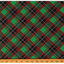 Cotton Christmas Holiday Plaid Green Sugar & Spice Cotton Fabric Print by the Yard (14572-44)