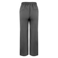 thumbnail image 5 of Women's Linen Cotton Blend Trousers with Elastic Waist and Side Slits Comfortable Straight Leg Casual Long Pants, 5 of 9