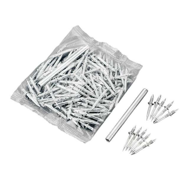 Mupvlun Double-Headed Skirting Thread Seamless Nail Non Marking for Baseboards Hanging Pictures, Traceless Nails with Sleeve Tool Assortment Kit(100Pcs) Silver