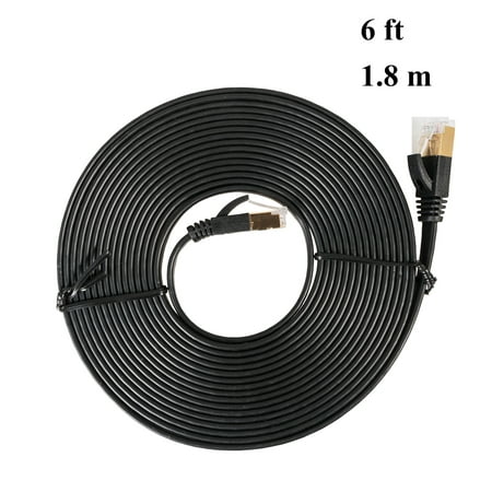 EEEKit Ultra-Speed Flat Cat 7 6FT Ethernet Cable Cord for Networking Switch Routers ADSL Adapters Hubs Modems PS3 PS4 10Gbps 600MHz Black rj45