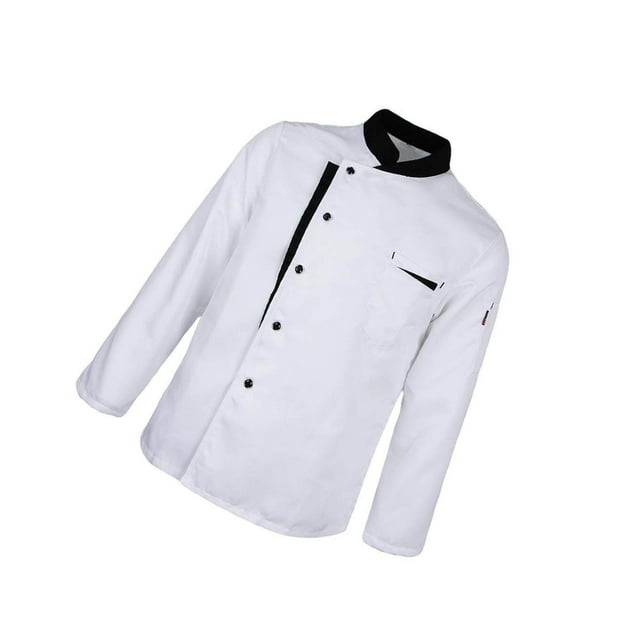 Veste de Chef à Manches Longues Manteau d'Hôtel Serveurs Uniforme de Cuisine Hauts Blanc 3TG