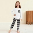 thumbnail image 5 of Cethrio Girls 2 Piece Pajama Sets, Pullover Crew Neck Long Sleeve Girls' Sleepwear Loungewear Black Size 6, 5 of 8