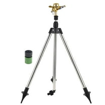 Rotating Tripod Sprinkler, 360 Degree Large Area Coverage, Telescoping Metal Base, Automatic Double-Sided Water Sprinkler for Lawn, Garden, and Yard