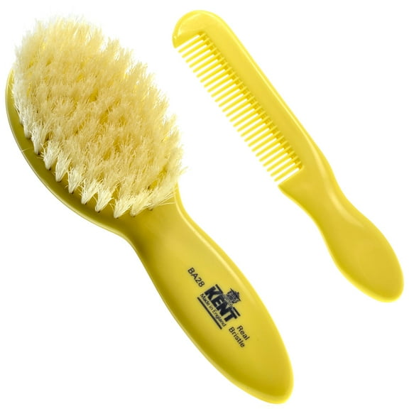 Soft White Boar Bristle Baby Hair Brush & Detangling Comb Kit