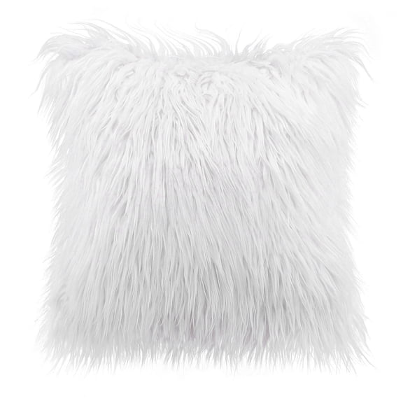 Phantoscope 18" x 18" Faux Fur Decorative Throw Pillow, Plush Cushion with Insert for Couch, Bed, Chair, Pure White, 1 Pack