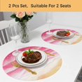 thumbnail image 5 of Pink Beach Coastal Round 13 Inch Placemats Set of 2, Summer Nautical Seaside Ocean Ombre HeatResistant Non Slip Place Mats for Dining Table, Wipeable Braided Kitchen Table Mats for Housewarming, 5 of 9