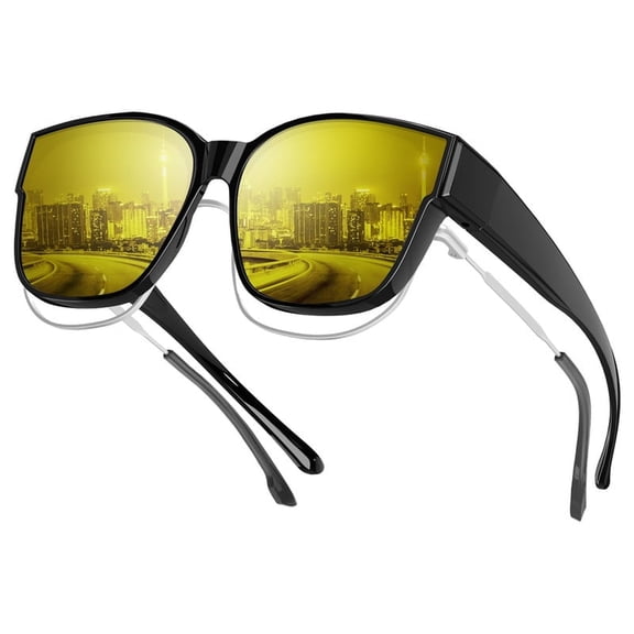 KALIYADI Night Driving Glasses for Men Women,Night Vision Glasses Fit Over Glasses Sunglasses Anti Glare Polarized