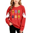 thumbnail image 2 of CYRBOKO Girls Halloween Sweatshirt, Casual Pullover Long Sleeve Crew Neck Red Holiday Top Size 11-12 T, 2 of 7