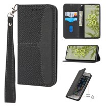 Feishell for Google Pixel 6A Phone Case with Wrist Strap,for Women Men,Shockproof Protective Premium PU Leather Magnetic Closure Flip Kickstand Credit Card Slots Wallet Phone Case,Black