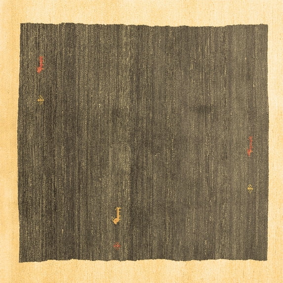 Ahgly Company Indoor Square Abstract Brown Contemporary Area Rugs, 5' Square