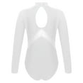 thumbnail image 4 of Eandarui Kids Girls Figure Ice Skating Bodysuit Long Sleeve Mesh Jumpsuit Rhinestones Mock Neck White 12, 4 of 7