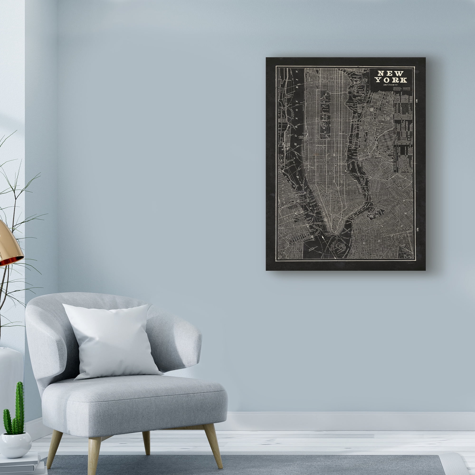 Trademark Fine Art 'Blueprint Map New York' Canvas Art by Sue Schlabach