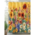 thumbnail image 3 of Colorful Sunflower Waterproof Fabric Shower Curtain, Farmhouse Botanical Floral Shower Curtain for Bathroom Curtains Bathtubs Hotel Washable Shower Curtains with 12 Hooks Extra Long 72x84, 3 of 6