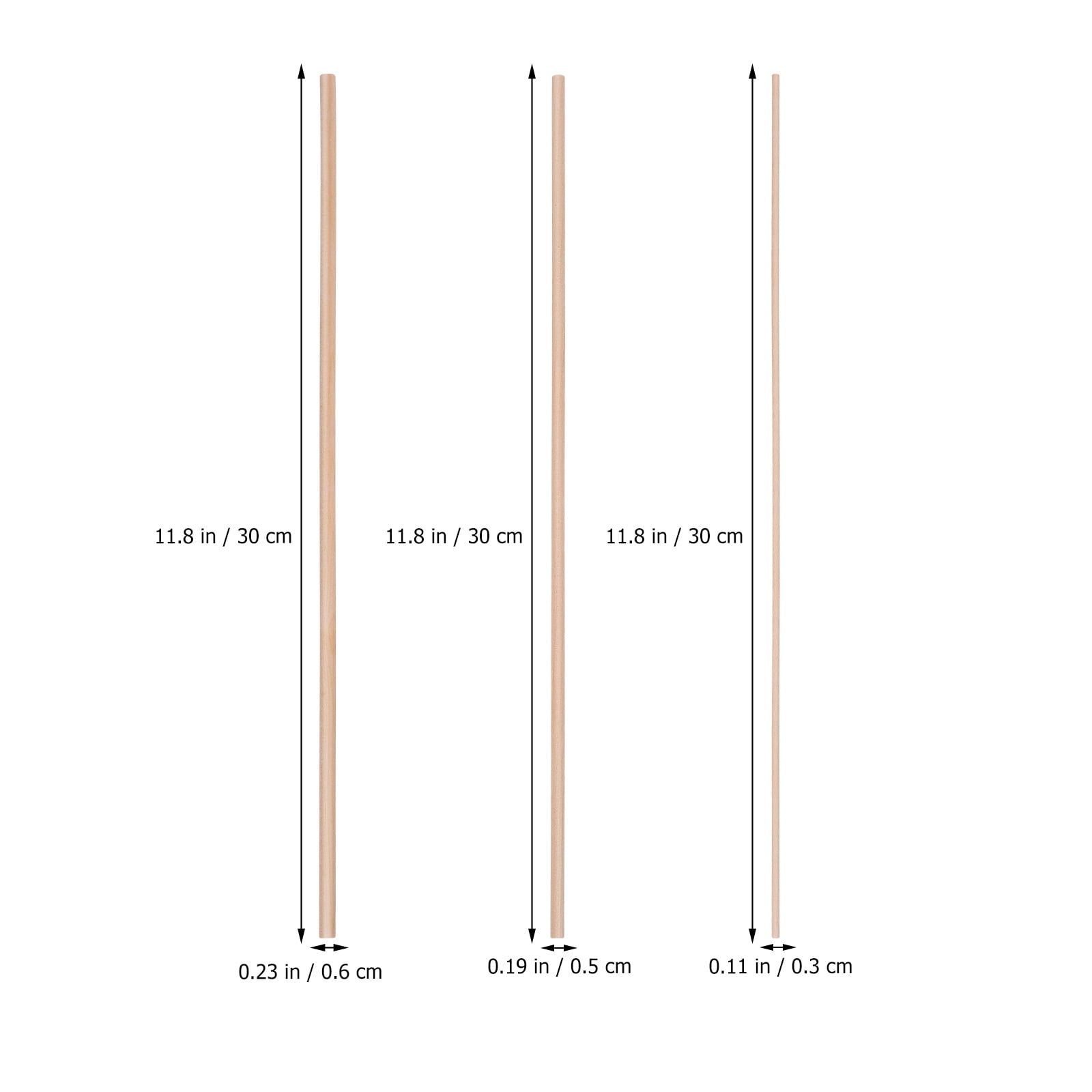Tineasur 215Pcs Wooden Dowel Rods for Crafts Smooth Round Wood Sticks for Various DIY Applications