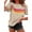 Khaki, variant on LADIGASU Women's Spring And Summer Contrasting Round Neck Casual Top T-shirt