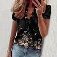 thumbnail image 2 of Camisas estampadas de verano Blusas para mujer Manga corta Cuello en V Tops fruncidos Camisas Camisas sueltas de manga larga para mujer OAVQHLG3B Store lin121212, 2 of 4