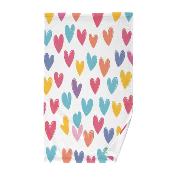 Pure Cotton Face Towel 16x28 Inches Hand Towel Bath Towel Hand Bath Towels Soft Good Water Absorption for Washing Face Wiping Face Heart Pattern
