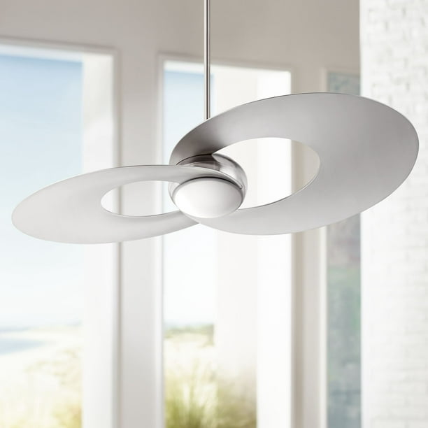 Possini Euro Design Modern Ceiling Fan with Light LED Dimmable Remote Brushed for Living Room Kitchen Bedroom - Walmart.com