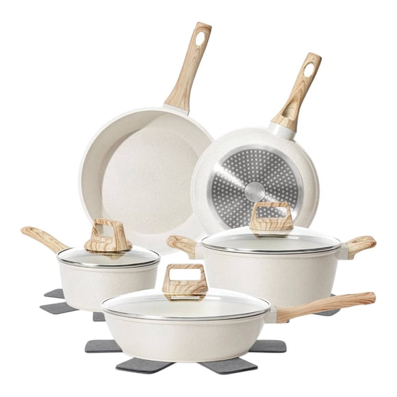 twisto 5 Pieces Stone Coating Cookware Set Easy to Clean Granite Cookware Set Uniform Heating Induction Pots and Pans