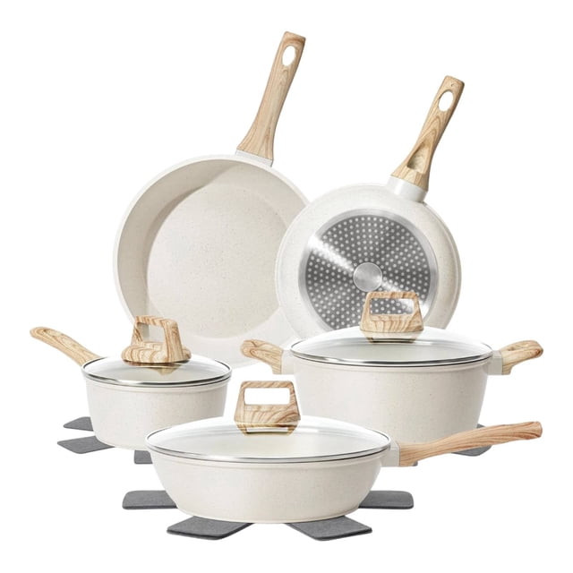 twisto 5 Pieces Stone Coating Cookware Set Easy to Clean Granite Cookware Set Uniform Heating Induction Pots and Pans