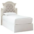 thumbnail image 3 of Bowery Hill Traditional Wood/Fabric Upholstered Twin Panel Headboard in White, 3 of 6