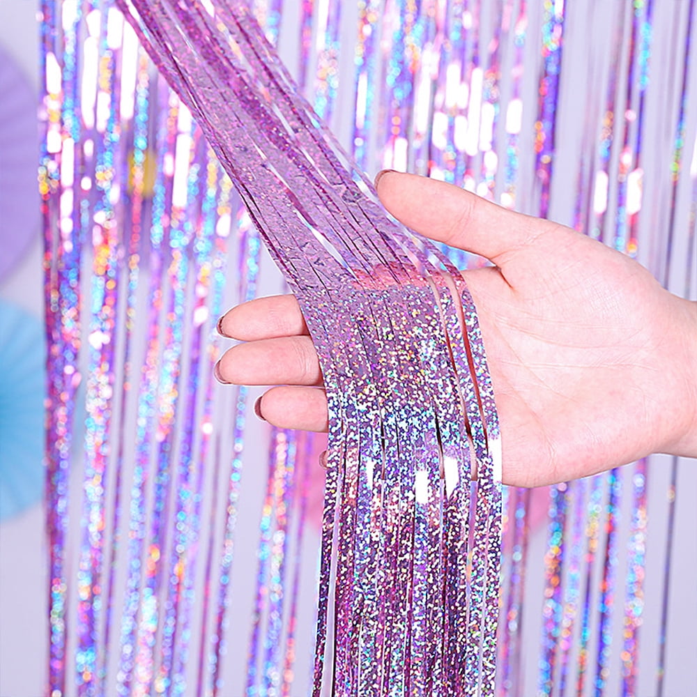 Metallic Foil Fringe Curtains Tinsel Curtain Photo Backdrop Birthday Party Decoration - Walmart ...