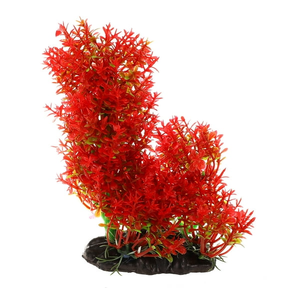 Unique Bargains 1 Pcs Aquarium Plants Tree Decorations Fish Tank Aquatic Plant Red 6.3"